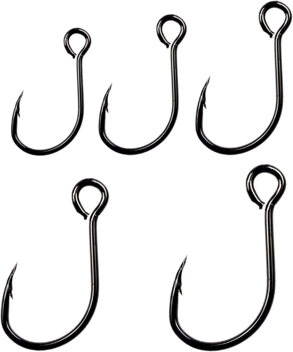 50Pcs/100Pcs Box Inline Single Hook Large Eye with Barbed Replacement Fishing Hook Inline Circle Hooks for Spoon Lures Baits Jigs Spinner #2#1 1/0 2/0 3/0 - Image 9