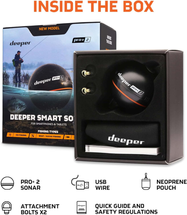 PRO+ 2 Sonar Fish Finder - Portable Fish Finder and Depth Finder for Kayaks, Boats and Ice Fishing with GPS Enabled | Castable  Fish Finder with Free User Friendly App - Image 2