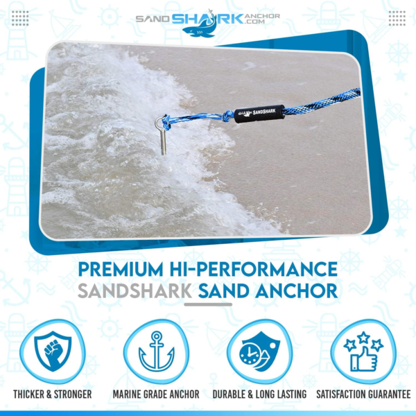 Sandshark 18" Sand Anchor, Tested & Proven to Hold Watercraft Secure, Auger to the Beach or Sandbar for Jet Ski, PWC, Pontoon, Kayak, Canoe (Stainless Steel) 18 Inch W/Padded Case - Image 6