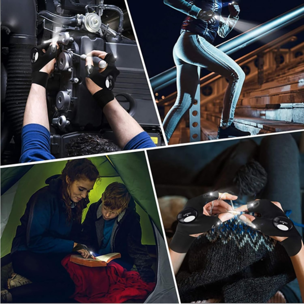 LED Flashlight Gloves Fishing Gloves, for Men LED Flashlight Gloves,Stocking Stuffers for Men, Men'S Cool Gadget Finger Lights for Fishing, Camping,Mechanic, Car Guy Repairing - Image 6