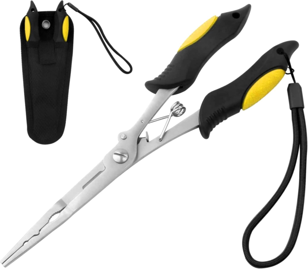 Fishing Pliers Stainless Steel Hook Remover Braid Cutter Rustproof Saltwater Split Ring Pliers Fishing Multi-Tools with Sheath and Lanyard - Image 9