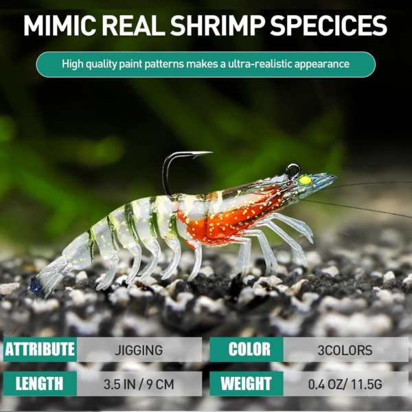Pre-Rigged Fishing Jigs, 1:50 Super Durable TPE Fishing Lures, Well-Made Lifelike Shrimp Crayfish Shad Swimbait, Weedless Lure for Bass Trout Walleye, Saltwater Fishing Gear, Keep Separately! - Image 6