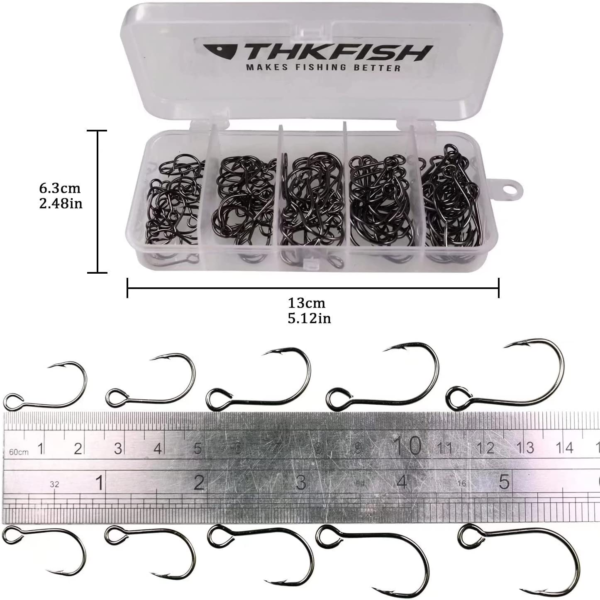 50Pcs/100Pcs Box Inline Single Hook Large Eye with Barbed Replacement Fishing Hook Inline Circle Hooks for Spoon Lures Baits Jigs Spinner #2#1 1/0 2/0 3/0 - Image 5