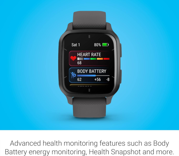 Venu® Sq 2 GPS Smartwatch, All-Day Health Monitoring, Long-Lasting Battery Life, AMOLED Display, Slate and Shadow Gray - Image 4