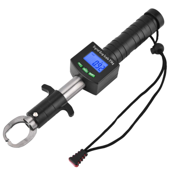 Weigh 25Kg/55Lb Digital Fish Gripper, Portable Fishing Tool Kit 3 in 1 Fish Grabber Grip Grabber Lip with Weight Scale& 1M Tape Measure,Fishing Tools
