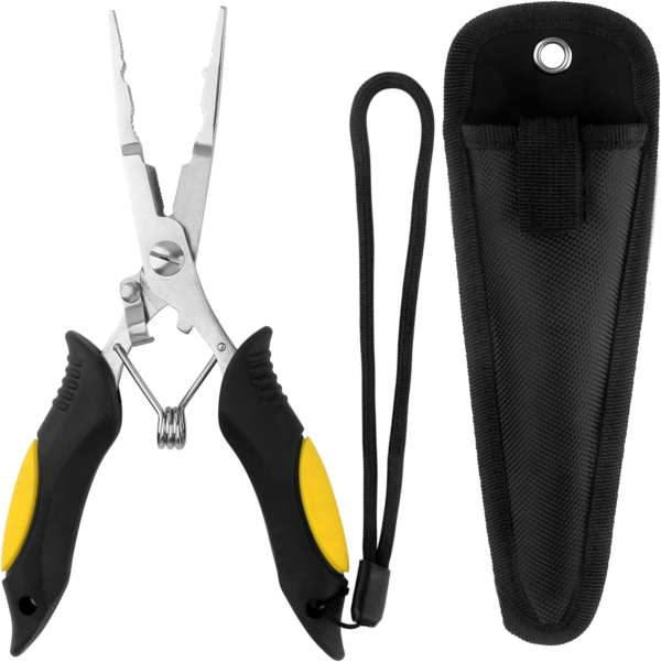 Fishing Pliers Stainless Steel Hook Remover Braid Cutter Rustproof Saltwater Split Ring Pliers Fishing Multi-Tools with Sheath and Lanyard - Image 8