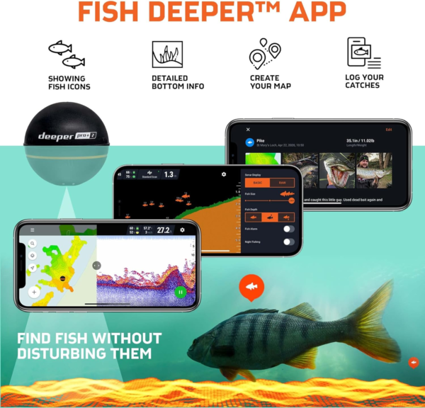 PRO+ 2 Sonar Fish Finder - Portable Fish Finder and Depth Finder for Kayaks, Boats and Ice Fishing with GPS Enabled | Castable  Fish Finder with Free User Friendly App - Image 3