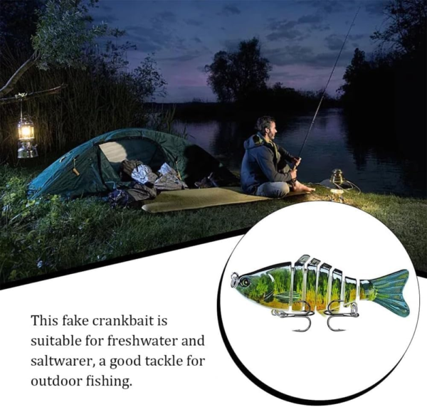 Fishing Gear - Bionic Swimming Bait, 3D Lifelike Bionic Swimming Lure, Robotic Fishing Lure, Multi-Section Fishing Bait Plastic Hard Bait - Image 5