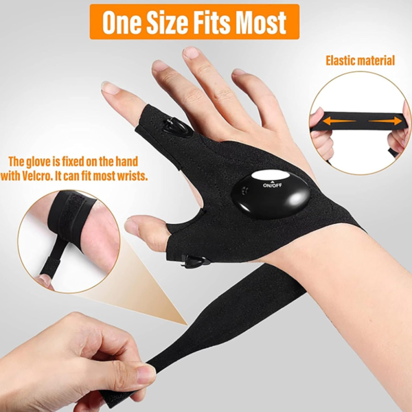 LED Flashlight Gloves Fishing Gloves, for Men LED Flashlight Gloves,Stocking Stuffers for Men, Men'S Cool Gadget Finger Lights for Fishing, Camping,Mechanic, Car Guy Repairing - Image 2