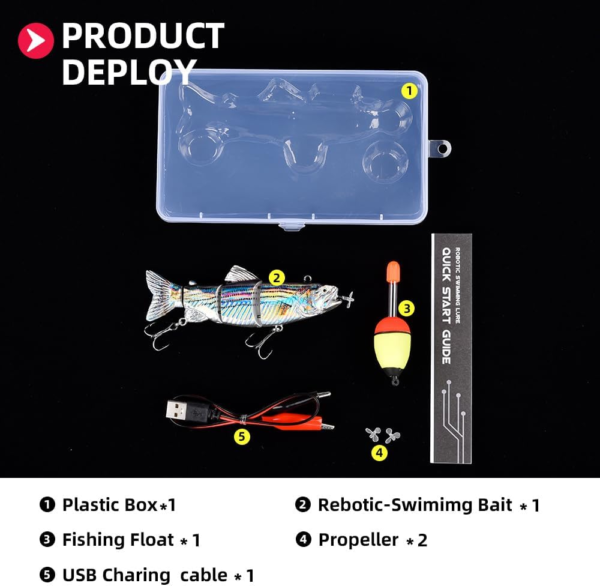 Robotic Swimming Fishing Electric Lures 5.12" USB Rechargeable LED Light 4-Segement Wobbler Multi Jointed Swimbaits Hard Lures Fishing Tackle - Image 5
