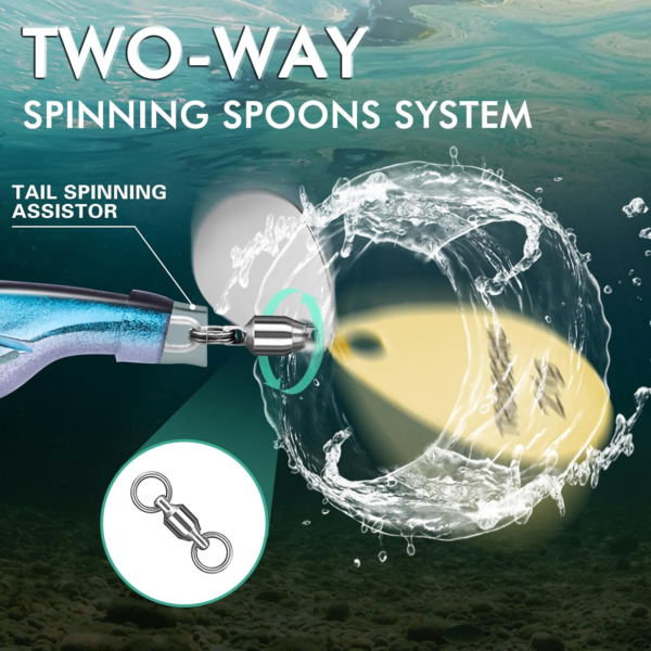 Fishing Spinners with Unique Double Spoons, Nano-Plated Rooster Tail Fishing Lures with Copper Body & Blade, Great Action Blade Bait for Bass Trout Walleye, Freshwater Ice Fishing Jigs - Image 2