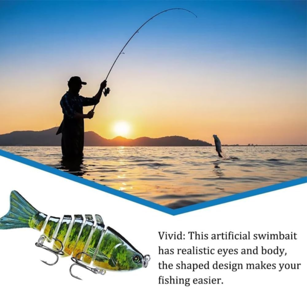 Fishing Gear - Bionic Swimming Bait, 3D Lifelike Bionic Swimming Lure, Robotic Fishing Lure, Multi-Section Fishing Bait Plastic Hard Bait - Image 2