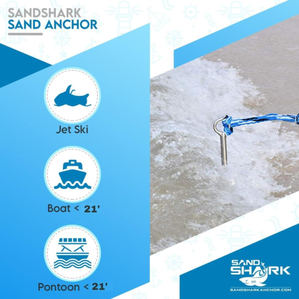 Sandshark 18" Sand Anchor, Tested & Proven to Hold Watercraft Secure, Auger to the Beach or Sandbar for Jet Ski, PWC, Pontoon, Kayak, Canoe (Stainless Steel) 18 Inch W/Padded Case - Image 4