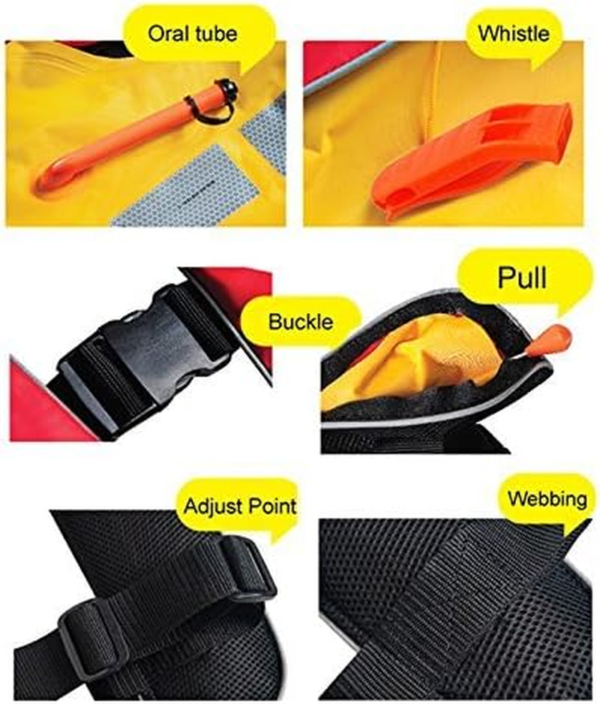 2Pcs  Adult Automatic Inflatable PFD Life Jacket Life Vest 150N Buoyancy with 33 Gram Co2 Cylinder (2Pcs Black) - Image 2