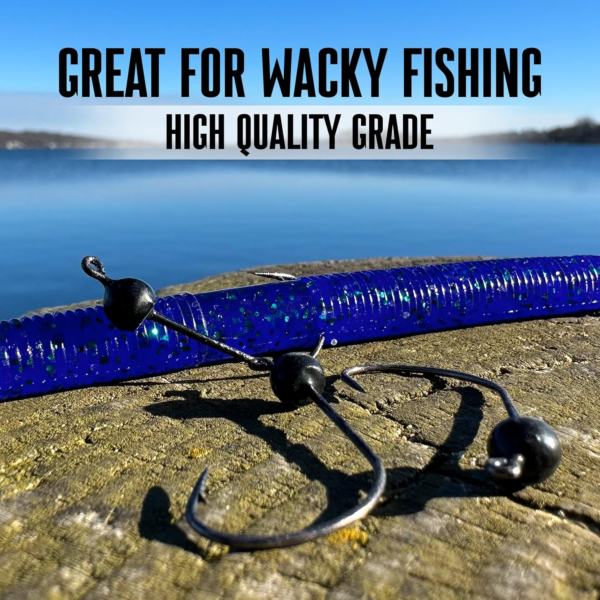 Tungsten Wacky Jig Heads - 5-Pack for Bass Fishing Jigs, Weedless Option Wacky Worm Hook - Finesse Jig for Soft Plastics and Wacky Worms - 1/16 - Green Pumpkin - Weedless - Image 7
