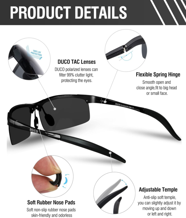 Mens Sports Polarized Sunglasses UV Protection Driving Sunglasses for Men 100% UV400 Protection 8177S - Image 3