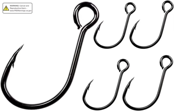 50Pcs/100Pcs Box Inline Single Hook Large Eye with Barbed Replacement Fishing Hook Inline Circle Hooks for Spoon Lures Baits Jigs Spinner #2#1 1/0 2/0 3/0 - Image 7