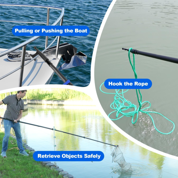 Carbon Fiber Telescoping Boat Hook, Boat Hooks for Docking with Telescoping Extension Pole, Lightweight and Sturdy Push Pole with 3/4" Thread Boating Accessories 3.5-12FT - Image 3