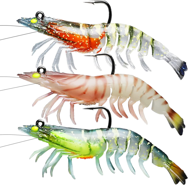 Pre-Rigged Fishing Jigs, 1:50 Super Durable TPE Fishing Lures, Well-Made Lifelike Shrimp Crayfish Shad Swimbait, Weedless Lure for Bass Trout Walleye, Saltwater Fishing Gear, Keep Separately!