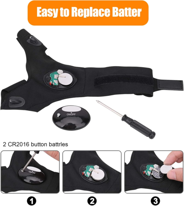 LED Flashlight Gloves Fishing Gloves, for Men LED Flashlight Gloves,Stocking Stuffers for Men, Men'S Cool Gadget Finger Lights for Fishing, Camping,Mechanic, Car Guy Repairing - Image 3