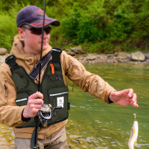 Fly Fishing Vest Adjustable Fishing Jackets Multi-Pockets Jacket for Boating Sailing Kayaking Water Sports - Image 8
