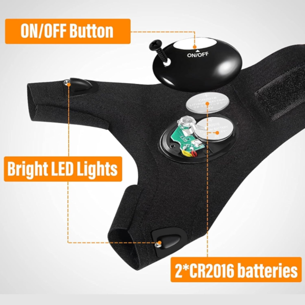 LED Flashlight Gloves Fishing Gloves, for Men LED Flashlight Gloves,Stocking Stuffers for Men, Men'S Cool Gadget Finger Lights for Fishing, Camping,Mechanic, Car Guy Repairing - Image 5