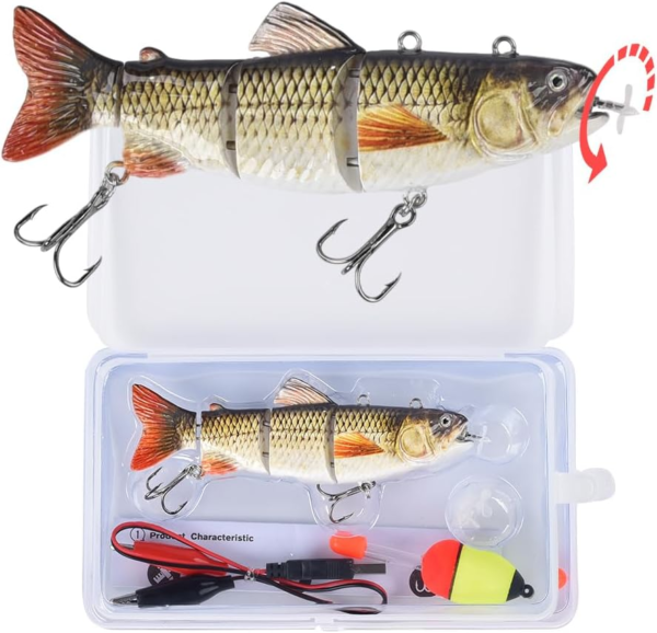 Robotic Swimming Fishing Electric Lures 5.12" USB Rechargeable LED Light 4-Segement Wobbler Multi Jointed Swimbaits Hard Lures Fishing Tackle - Image 7
