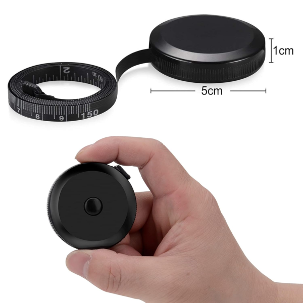 Body Measuring Tape, Retractable Sewing Tailor Tape, 150Cm Black Dual Sided Measure Tape for Sewing Crafts Tailor Cloth Fabric - Image 2